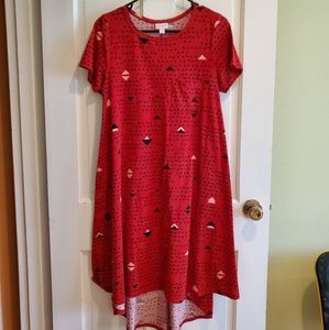 Red lularoe carly high low dress